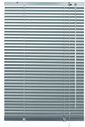 Deco Company Alu-Jalousie ohne Bohren, Zum Klemmen, Inkl. Klemmträgern, Sichtschutz, Lichtschutz, Blendschutz, Aluminium-Jalousie, Silber-Blau, 40 x 130 cm