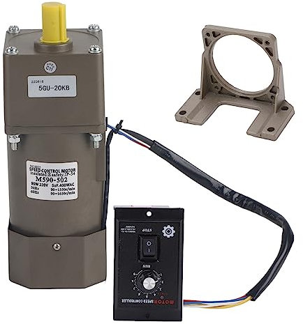 AC 220V 90W Motor mit einstellbarer Drehzahl Stufenlos regelbarer Frequenzumrichtermotor mit Getrieberegler und Halterung (20K)