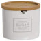 Deco Line Azucarero redondo de cerámica Sugar blanco con tapa de bambú, 8 cm
