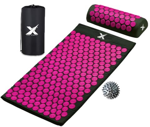 XN8 Yoga Acupressure Mat Pillow Set Acupoint Acupuncture Reflexology Mat for Massage-Pain Relief-Stress Reduction-Therapy-Relaxation with Carrying Bag and Strap