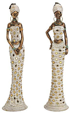 Geschenkestadl 2 Stück Dekofigur afrikanische Frau 33 cm Afrikanerin Figur