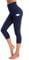 OUGES Damen Sport Leggings 3/4 High Waist Capri Leggins Yogahose Blickdichte Sporthose mit Taschen (Navy-20inch,S)