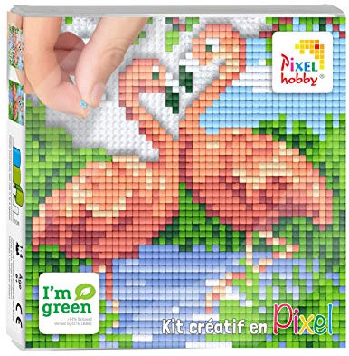 PIXEL Pixelbild zum Basteln, 12 x 12 cm, Flamingo