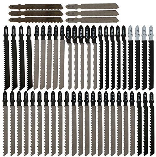 Keyohome - Set di 52 lame per seghetto alternativo con manico a T, con 10 lame assortite per legno, plastica e metallo, compatibile con Bosch, Black & Decker, Makita,