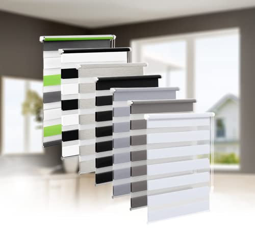 Eurohome Doppelrollo Klemmfix ohne Bohren, Duo Rollo,95cm x 220cm (Stoffbreite 91 cm) Weiß Transparentes und undurchsichtiges Sichtschutz Rollo mit Klemmträgern für Fenster und Türen