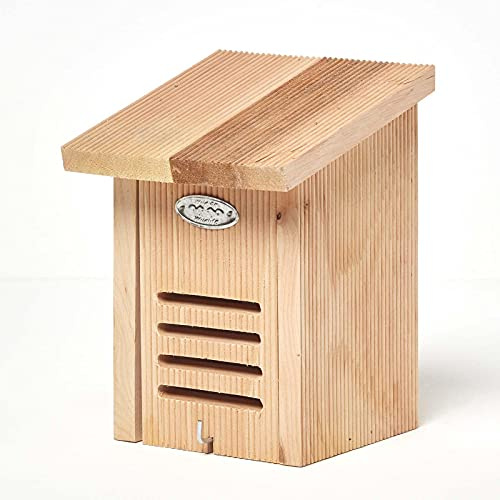 HOMESCAPES Marienkäferhaus – Insektenhotel wetterfest aus Massivholz, Marienkäfer-Hotel zum Aufhängen im Garten, Insektenhaus 15,9 x 15,5 x 22 cm