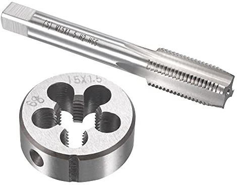 sourcing map Gewindebohrer Schneideisen Set M15 x 1,5mm, Gewindeschneider Schneideisen Set mit Legierungswerkzeug