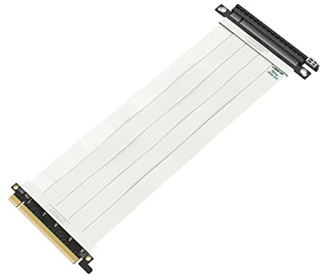 LINKUP - Ultra PCIe 4.0 X16 Riser-Kabel [RTX4090 RX6950XT x570 B550 Z690 Getestet] Geschirmte Vertikale Gaming-PCI-Express-Gen4-Montage | Gerade Buchse (60cm) 3.0 Gen3 & TT-Kompatibel | Weiß
