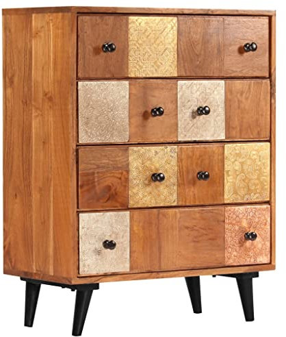 Kommode Schrank mit 6 Schubladen, Schubladenschrank Holz Aufbewahrungsschrank Sideboard Schubladenkommode für Schlafzimmer Badezimmer, 60x30x75 cm Massivholz Akazie