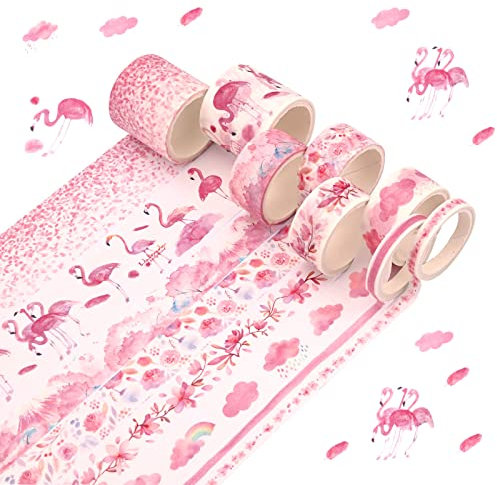 8 Rollen Rosa Washi Tape Set Multi-Muster Dekoratives Masking Tape Pastell Washi Tape Making Scrapbooking Tape Dekorative Klebeband Washi Klebeband Handwerk für Planen Geschenkverpackung Arts Bastel
