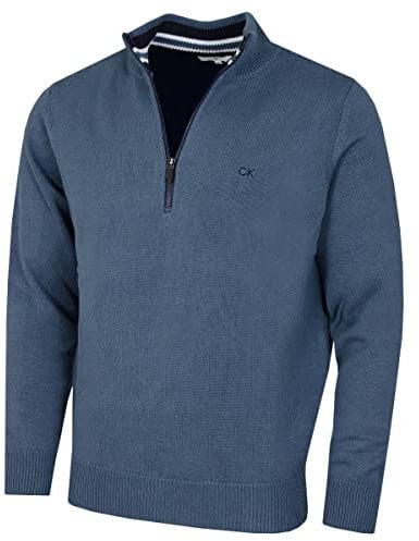 Calvin Klein Mens 1/2 Zip CK Golf Sweater - Denim Sport - XXL