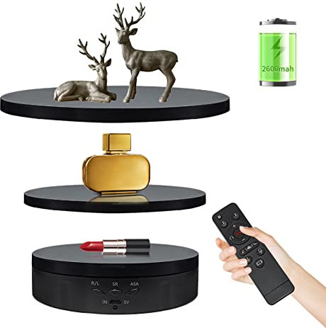 ZLMONDEE Remote Motorized Rotating Display Stand Turntable Motorized Lazy Susan with 5.74/7.08/8.66 inch Replacement Cover for Photography Products and Shows (Black)