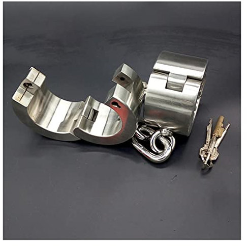 ROLOL Schwere Edelstahl Handschellen Fußfesseln Latch Schlösser Schlüssel Öffnung, sex Für Männer Frauen SM Restraint Fesseln -Handschellen (Color : Male)