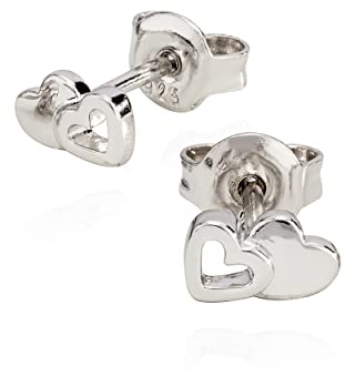 NKlaus Paar Ohrstecker kleine Herz 925 Silber 5-9mm glanz-matt Ohrringe