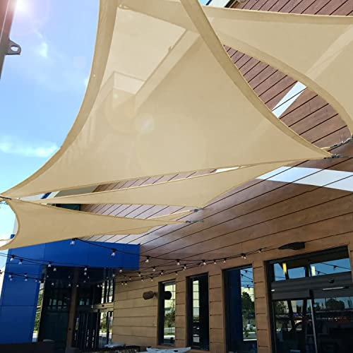 INFRANGE Parasole, vela triangolare, 56 x 56 x 56 cm, blocco UV, tessuto per Oudoor, patio, pergolato, giardino, cortile, piscina, beige
