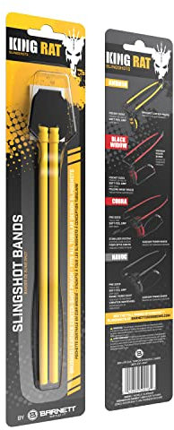 BARNETT King Rat Slingshots, Standard Rubber Elastic Slingshot Replacement Band Featuring a Leather Pouch, Yellow Replacement Band