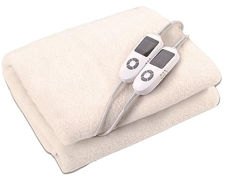 Kleeneze KL3750 Multizonal Heated Underblanket – For Double Beds, 4 Heating Zones For Body & Feet, 9 Heat Settings, Soft Fleece, Machine Washable, 2 Controllers, 12 Hour Timer, 2 x 60W, 190 x 137cm