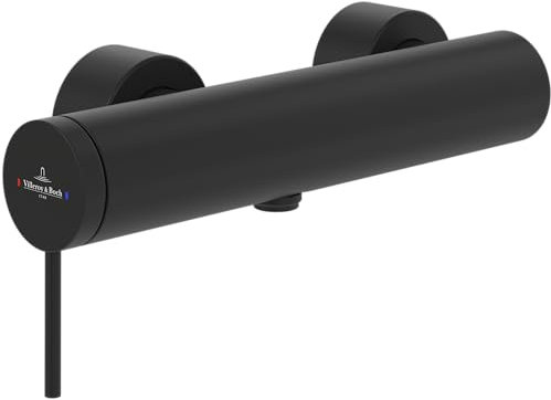 Villeroy & Boch Loop & Friends Duscharmatur, Mischbatterie Dusche mit Rückflussschutz und Keramikkartusche, Einhebelmischer Dusche für Aufputz Montage, rund – Matt Black