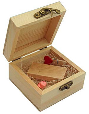 Desuerte Wedding Birthday Wooden USB Flash Drive 16GB Memory USB 2.0 Stick Thumb Disk with Gift Box