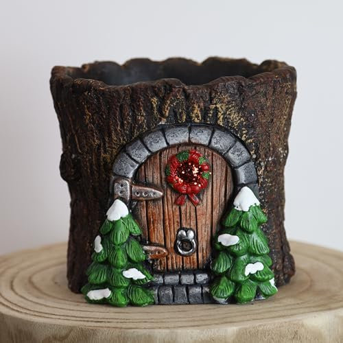 Fyne-Finds Cement Christmas Fairy House Plant Pot Cover Garden Planter Novelty Ornament Xmas Gift