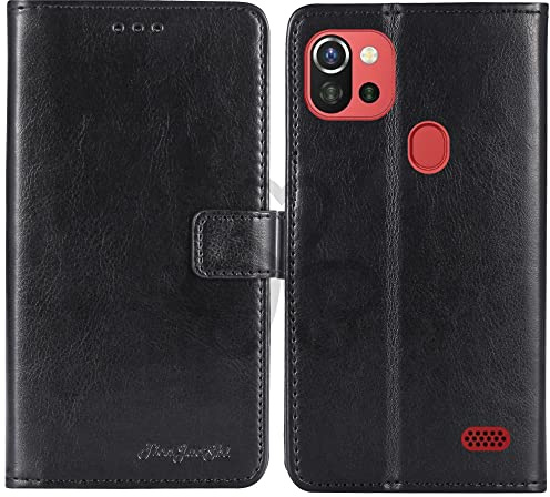 TienJueShi Noir Flip Retro Support à Rabat Cuir Housse Coque pour Danew Konnect 557 5.5 inch Étui Cas Couverture Protecteur Case Portefeuille Cover