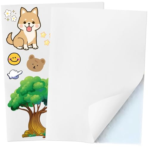 50 Sticker Drucker Vinylfolie Sticker Papier zum Bedrucken A4, Aufkleber Selbstklebend Wasserfest (50)