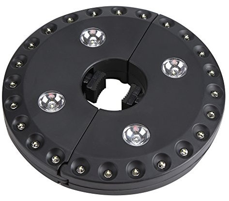 Lampe Pour Parasol De Terrasse, 3 Modes D'éclairage, 28 Lumières LED, 4 Piles AA, Luminaire Pour Parasol, Tentes De Camping Sur Pelouse Ou Utilisation En Extérieur(Noir)