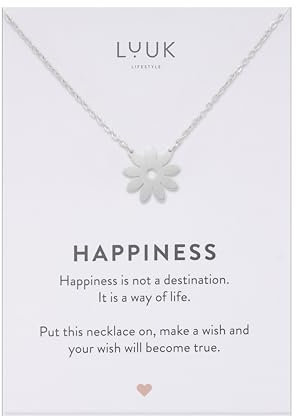 LUUK LIFESTYLE Collier en filigrane avec pâquerette I fleur, bijoux pour femmes I filles, accessoire de mode, élégant et moderne, argent