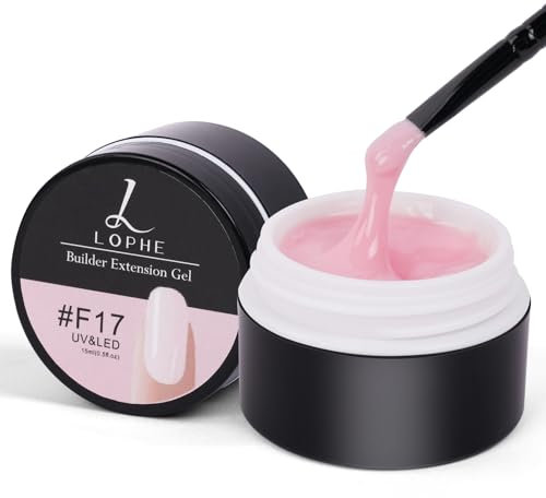 LOPHE Aufbaugel für Gelnägel, 15ml UV Gel nägel zur Nagelverlängerung und Modellage, Nail Art builder gel für Nägel, Versiegelungsgel gel nagellack zu Hause, Salon(F17)