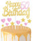 Gold Pink 50th Birthday Cake Topper, Girls 50th Birthday Decorations, Glitter Heart Stars Cake Toppers, Personalised Happy Birthday Cake Cupcake Toppers for Women Girls Baby Birthday Party Supplies