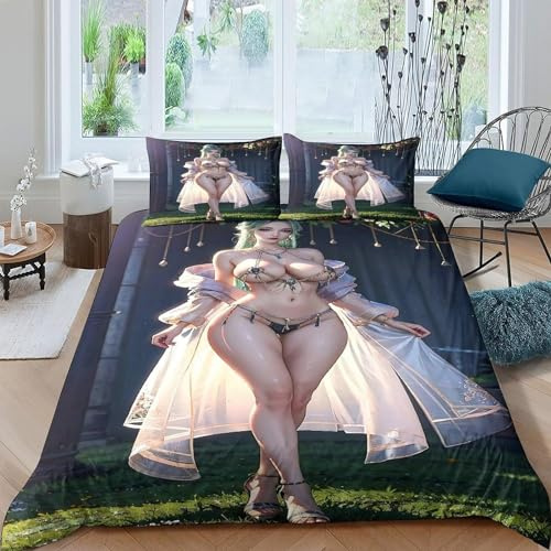 Zbeiba Bettwäsche 135x200 cm,Sexy Körper eines Bettbezug Set 3 Teilig-1 Bettbezug+2 Kissenbezug,schöne Frau Mikrofaser Bettwäsche Sets für Jungen und Mädchen(T7,135x200+2 * 50x75)