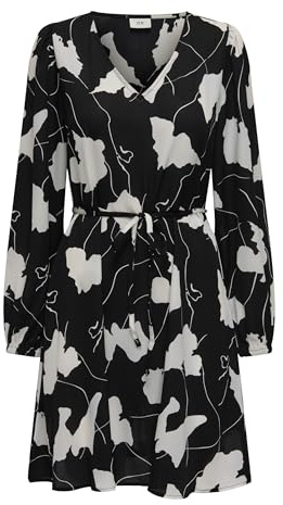 JDY Damen Jdybase Life L/S V-Neck Dress WVN, Black, Small