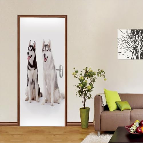 3d Türtapete Selbstklebend Hund Türposter Fototapete, Schlafzimmer Wohnzimmertür Aufzug Tür Aufkleber B90 x H200cm