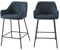 BAÏTA Lot de 2 tabourets de Bar NILS en Tissu Bleu et Pieds en métal Noir