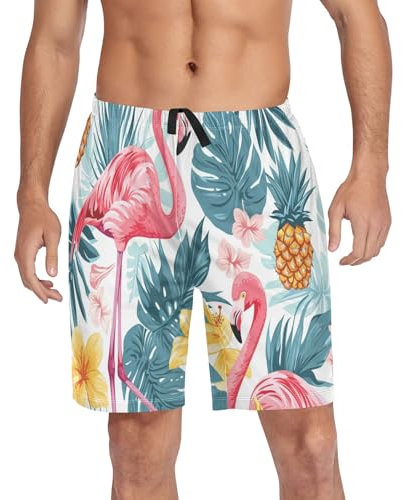 Short de pyjama d'été pour homme Flamant rose tropical, Flamant rose tropical d'été, XXL