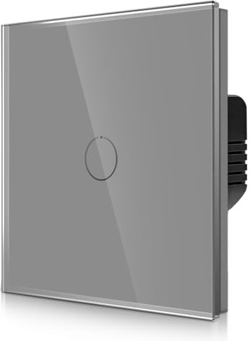 CNBINGO 2-Way Touch Light Switch - Grey Wall Switch with Glass Panel and Status LED Backlight - No Neutral Wire Required - Only Pair with this 2-Way Switch Series - 1 Gang