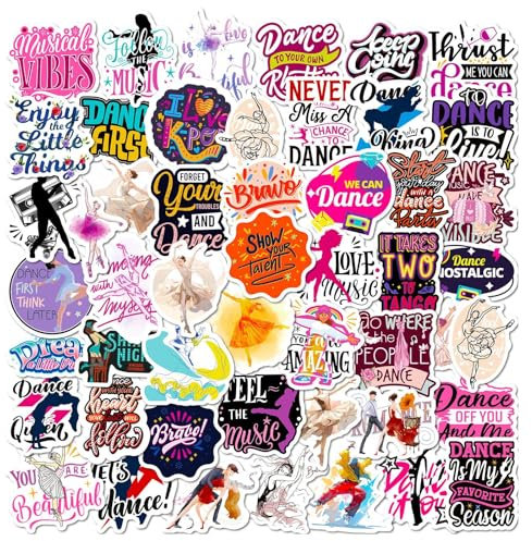 Tanzen Aufkleber Sticker Set Kinder Teenager 50 Stück Dance Wasserfeste Vinyl Decals Laptop Skateboard Koffer Helm Auto Fahrrad Handy Motorrad Fahrrad Scrapbook Mitgebsel Tagebuch Tassen