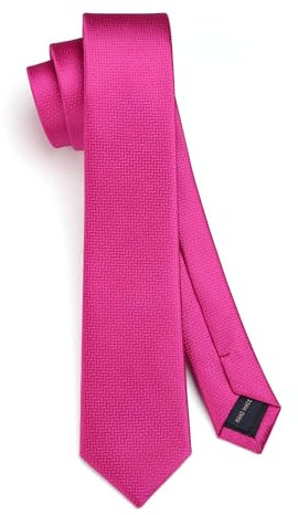 HISDERN Cravate Rose Homme 6CM Slim Cravate Fine en Soie de Couleur Unie Mariage Plusieurs Couleurs Disponibles avec Boîte Rose vif