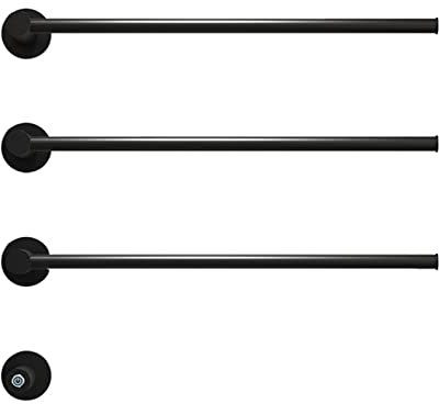 WLCBWYF Scaldasalviette Elettrico Nero Opaco, 3 Barre, scaldasalviette a Parete con Interruttore LED, radiatore scaldasalviette in Acciaio Inox 304 per Bagno, a Risparmio energet
