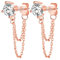 Zirkonia Ohrstecker Silber 925 mit Doppel Quaste Kette Baumeln: Damen Teenager Mädchen Ohrringe Stecker Hängend Ohrringe Hypoallergen Ohrschmuck - Elegant Schmuck für Partei Hochzeit Urlaub Rosegold