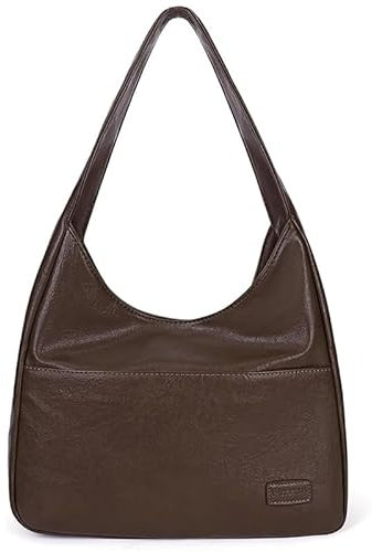 CazneJN Tote Tasche für Damen, Handtasche Damen Umhängetasche-PU Leder Hobo Bag Tasche, Retro Schulterhandtasche Große Kapazität mit Reißverschluss Schnalle Hobo Tote Bag (Kaffee)