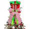 Yiokii Christmas Tree Topper Hat, 8inch Christmas Tree Top Hat Stripes Folding Bow Ribbon Christmas Top Hat Decorations, Christmas Tree Topper Bow Hat