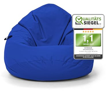 Nadimaideal Sitzsack Tropfenform Kastanie | Bodenkissen für Kinder & Erwachsene | Indoor & Outdoor | Gaming Sitzsack - Sitzkissen - Beanbag | Füllung EPS Perlen (Blau, XL-Durchmesser 77 cm)