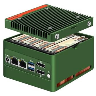 SJRC 4 Bay NAS Mini PC N100, 4 x NVMe Micro NAS Server for Home Desktop Computer, Dual i226-V 2.5GbE LAN Small NAS PC with USB3.2, Support WiFi7/BT5.4, DDR5 16GB RAM 128GB SSD