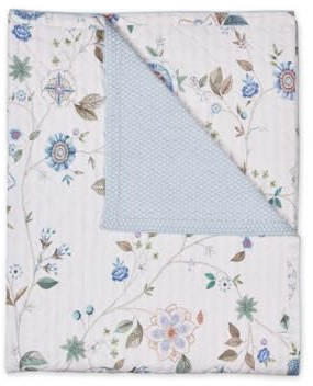 Pip Studio Tagesdecke Flores Bailando Altweiß Perkal Blüten Blumen Floral Geblümt Baumwolle Wende, Größe:270 x 260 cm