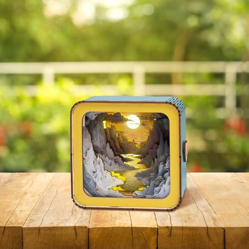 WOODBESTS - Rompecabezas 3D con luz nocturna 3D para adultos, manualidades para adultos, decoraciones de Halloween/Navidad, regalos para familiares y amigos, linda luz nocturna (A, 9,5 x 9,5 x 5 cm)