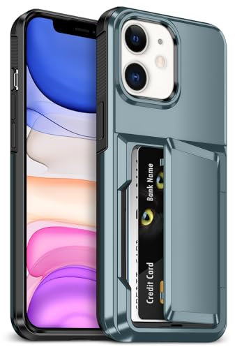 Vofolen for iPhone 11 Case with Card Holder [3 Cards] Heavy Duty Shockproof Protective Military Drop Protection Hard Back Flip Rugged Wallet Cases for iPhone 11 Phone Case-Navy