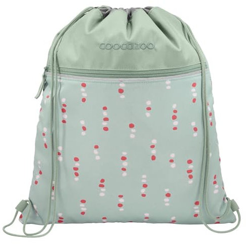 coocazoo Turnbeutel „Dancing Dots”, Mint, mit Reißverschlussfach und Kordelzug, reflektierende Elemente, Schlaufen zur Befestigung am Schulrucksack, 10 Liter, ab der 3. Klasse