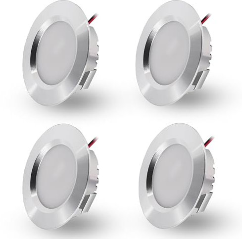 LED Einbaustrahler 230V 3W LED Spots Flach Einbauleuchten Einbauspots,Deckenstrahler Bohrloch 55-58mm und 15mm Flache,IP44 Deckenspots für Badezimmer,Küche,Wohnzimmer,4er Set (Silber Kaltweiß 6000k)