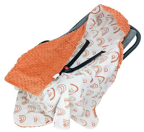 Miracle Baby Einschlagdecke Babyschale Sommer Baumwolle Reversible Decke Universal Kuscheldecke 90x90cm für babyschale Kinderwagen mit 8 Punkt Gurt Löcher